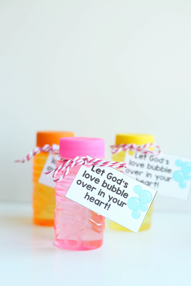 Let God's love bubble over in your heart: Bubble Gift Printables